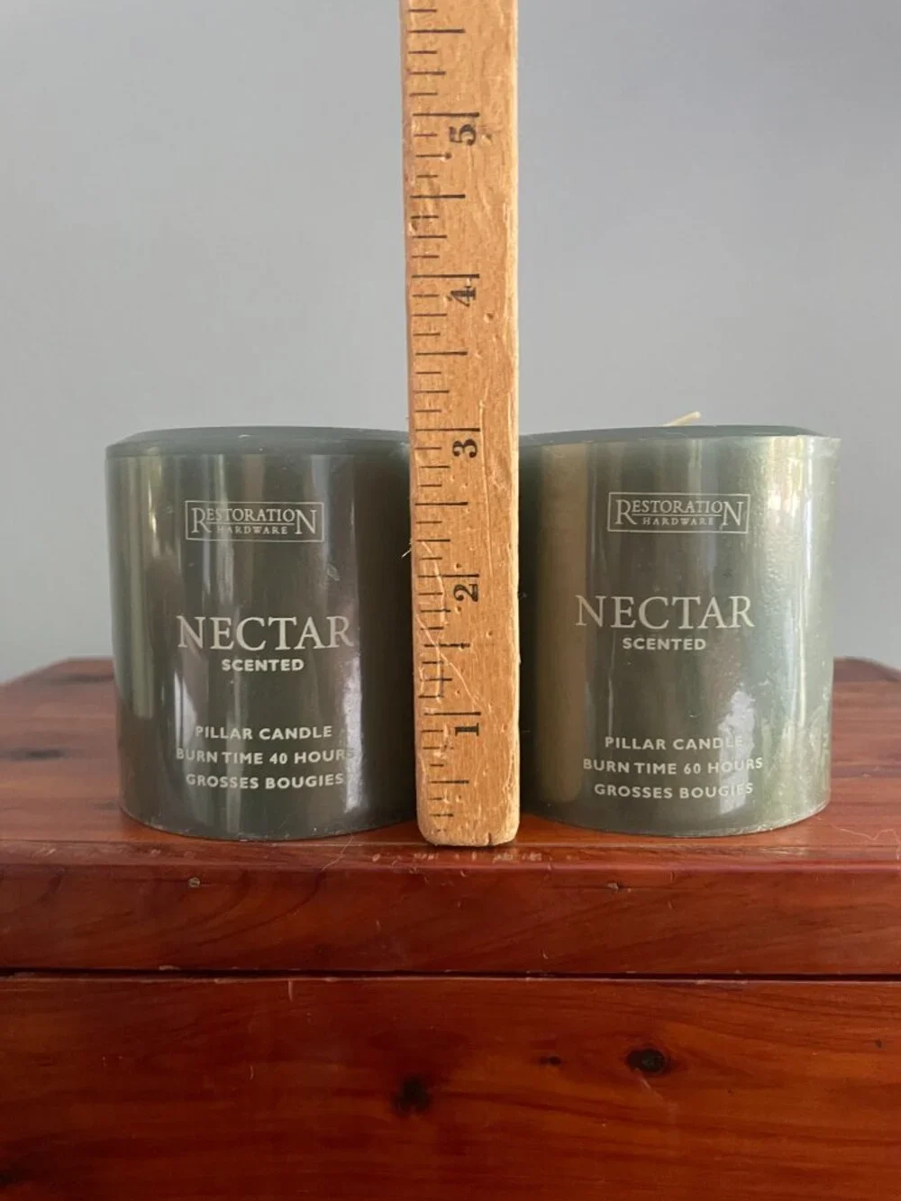 Set of 2 Restoration Hardware Pillar Candles Green Nectar